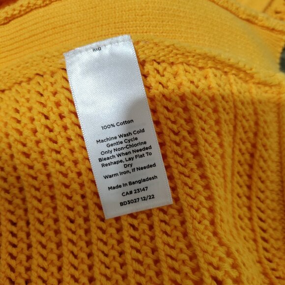 Talbot's Yellow Crochet Poncho 100% Cotton Size M/L - Picture 4 of 5